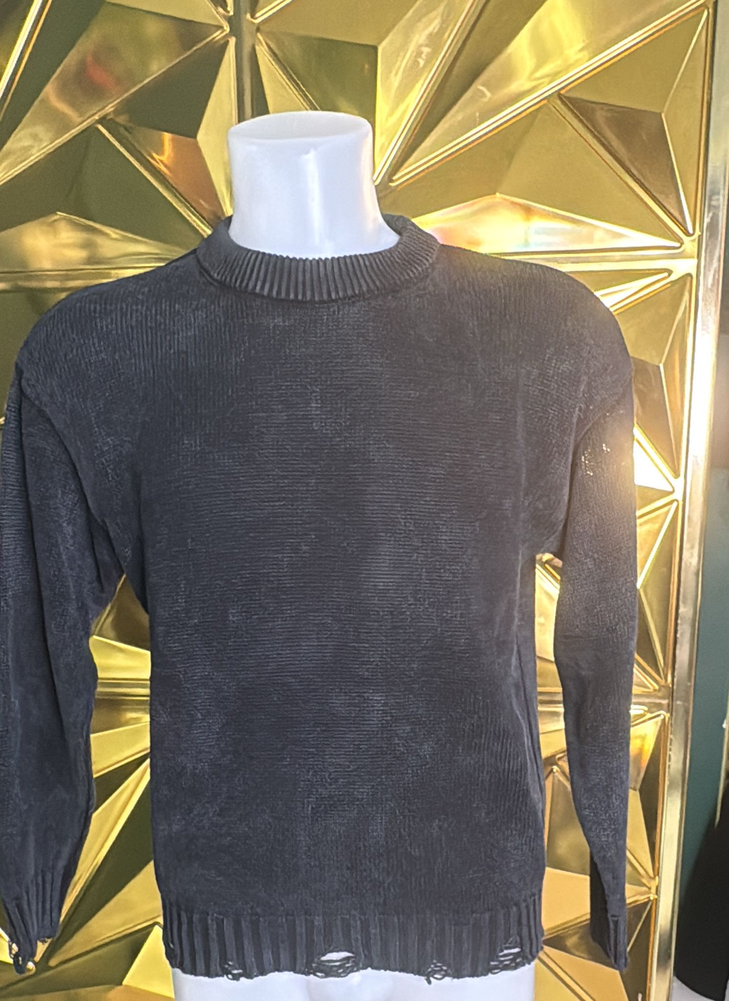 Maglioncino uomo sfrangiato nero