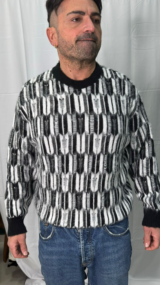 Maglioncino piume uomo black and white