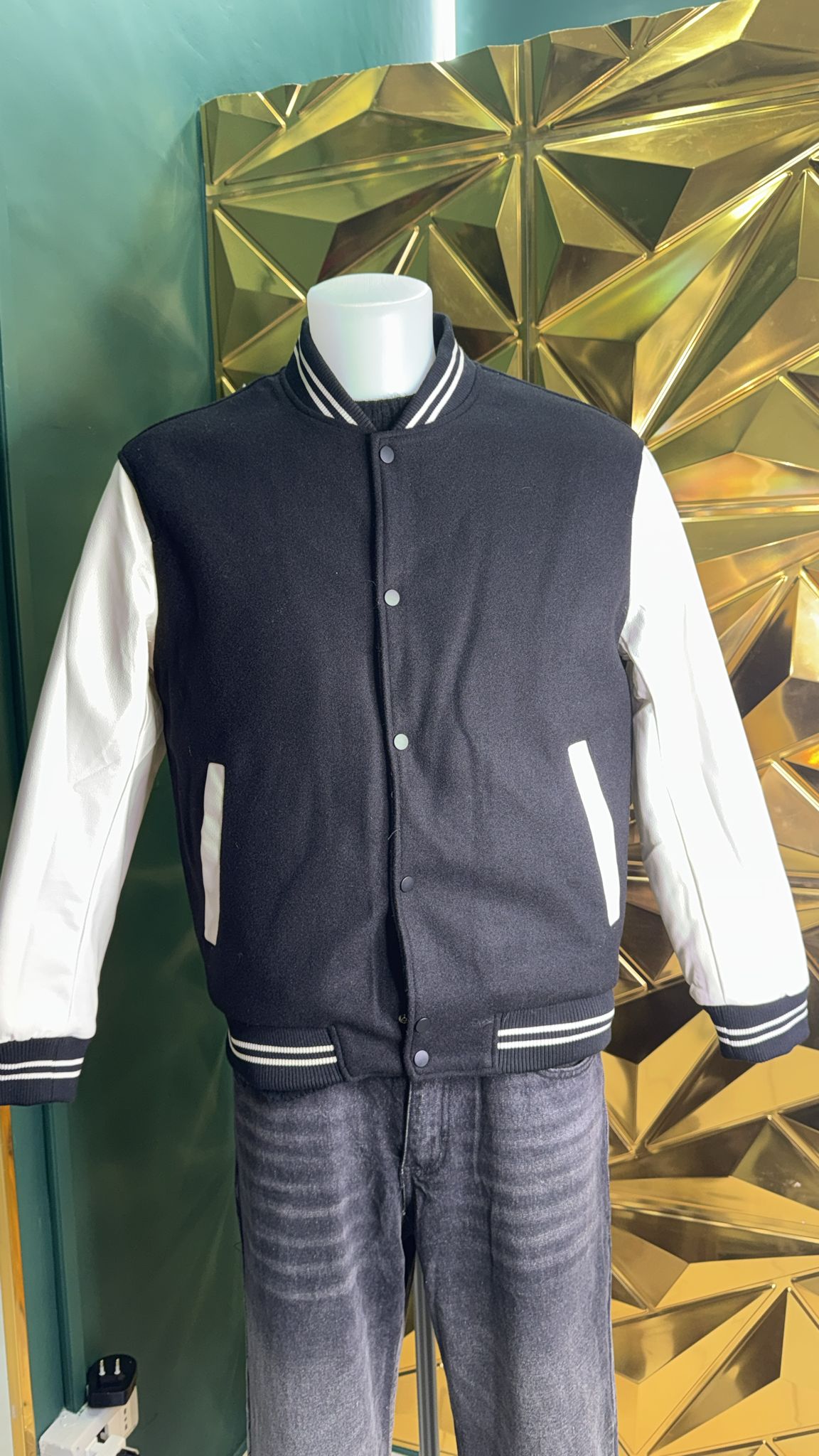 College uomo manica eco pelle