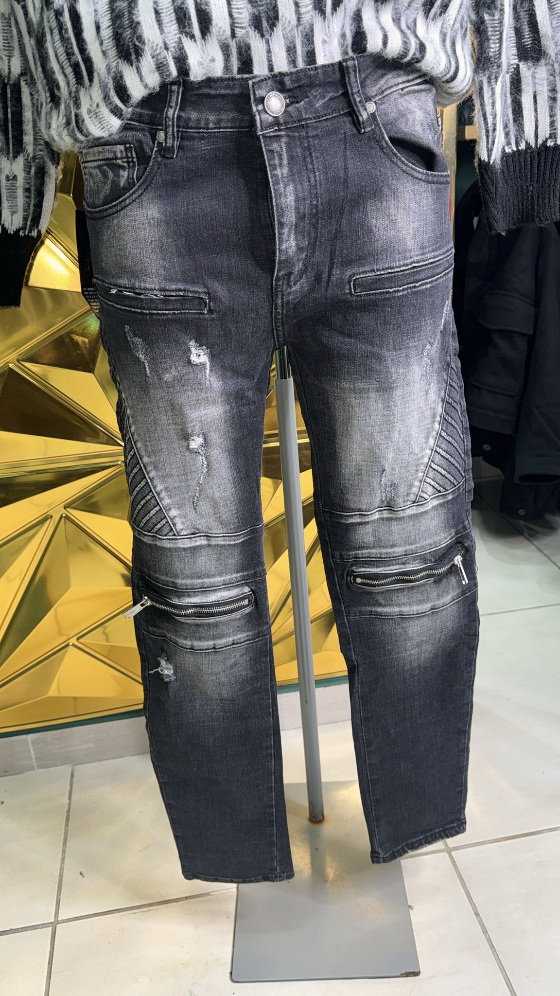 Jeans uomo biker dark gray