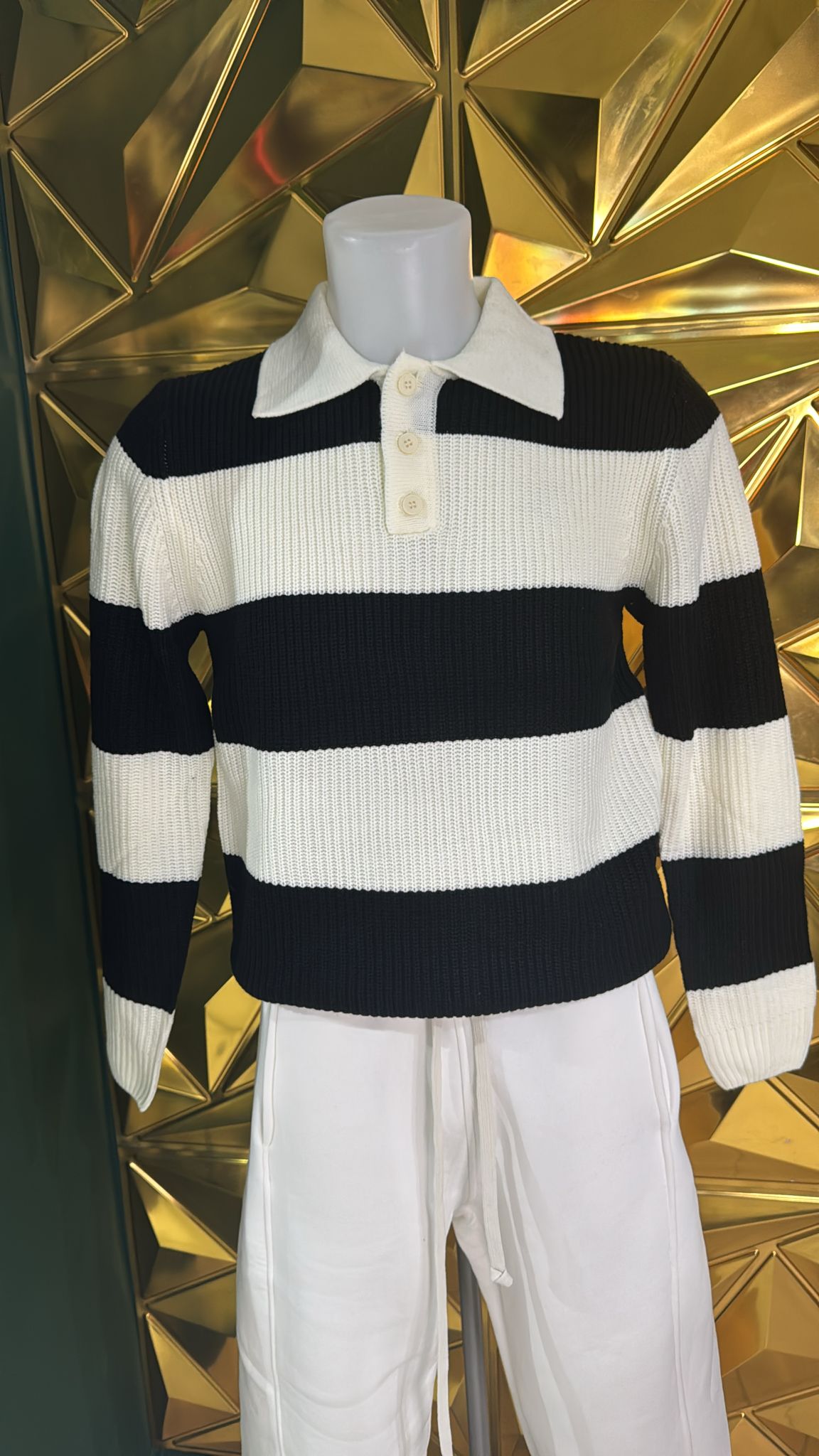 Polo 3 bottoni uomo nera e bianca