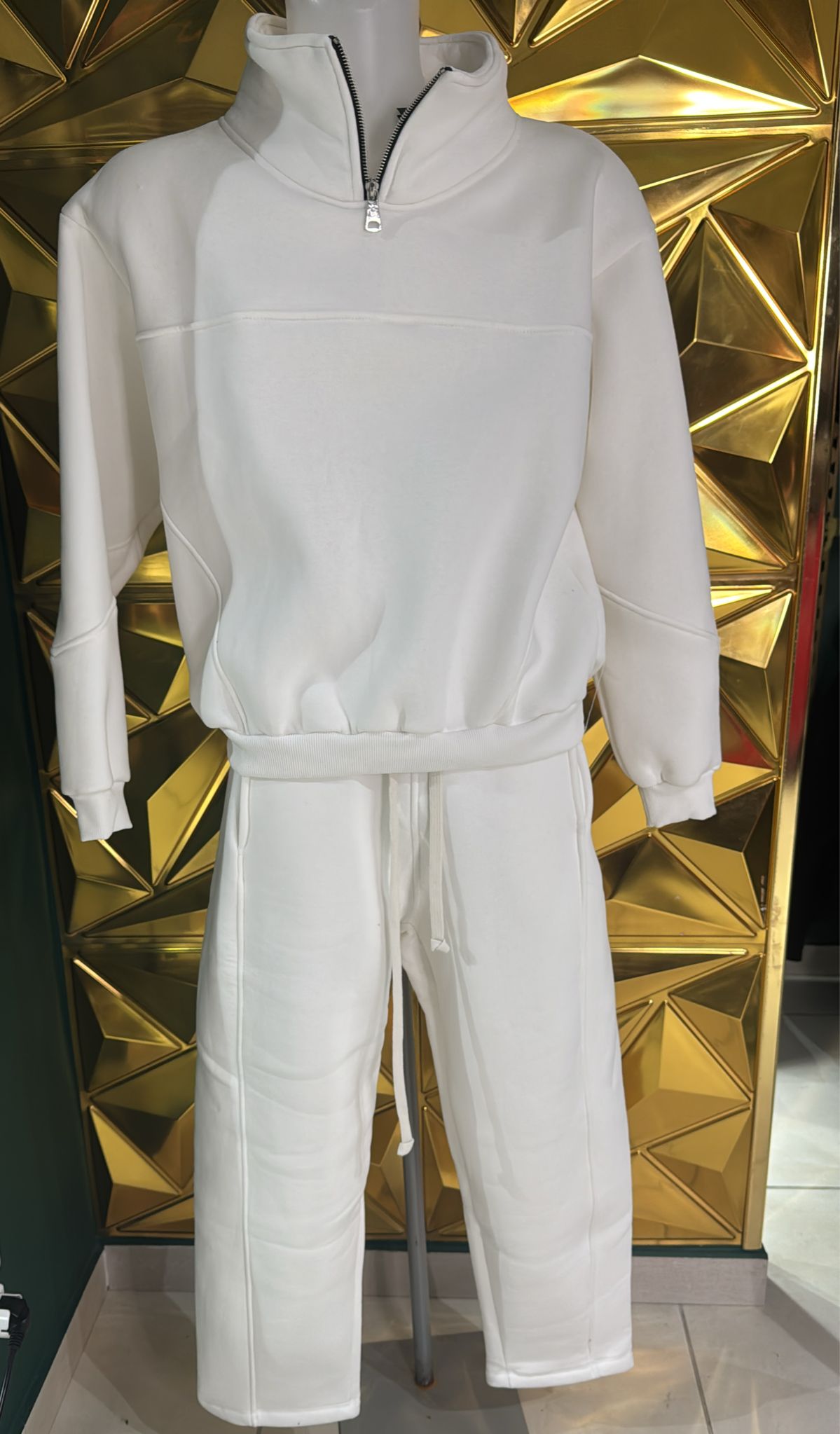 Tuta completa con zip fondo largo bianco