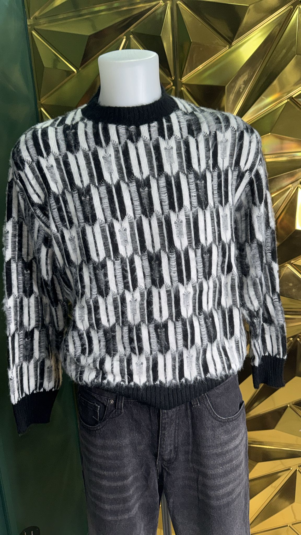 Maglioncino uomo bianco e nero