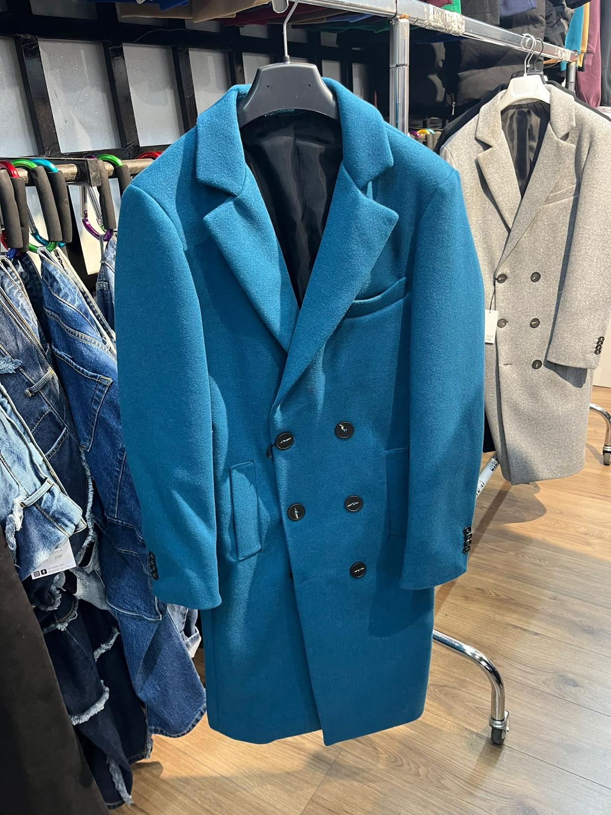 Cappotto doppio petto ottanio