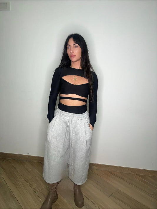 Top Moon nero donna taglia unica