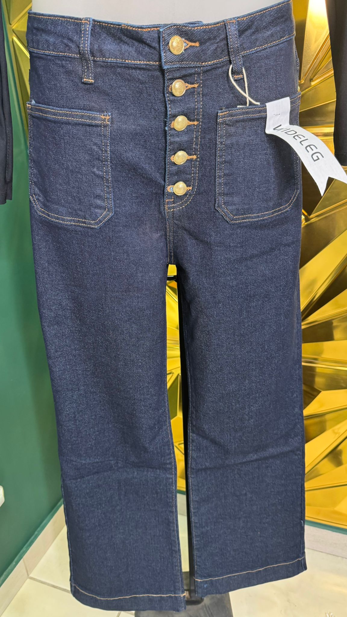 Jeans donna bottoni oro